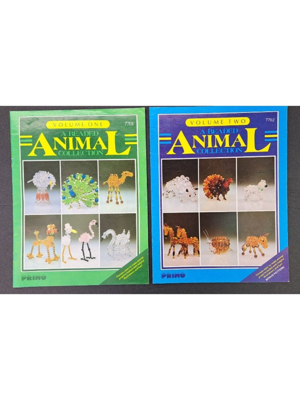 Vintage A Beaded Animal Collection Volume 1 & 2 Lot Craft Booklets Primo Crafts